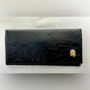 A Bathing Ape BAPE Black Embossed Leather Wallet - Long Style Since 1993
